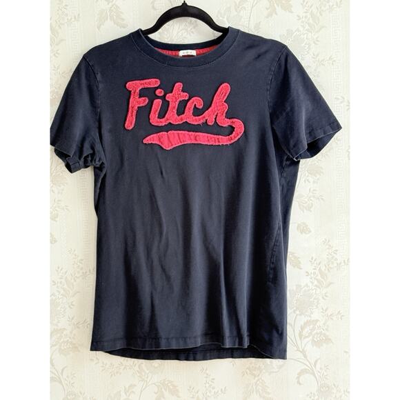 Abercrombie & Fitch Vtg T-Shirt Sz L 90s Y2k Mens Navy Blue Muscle Fit Spell Out - Picture 1 of 10